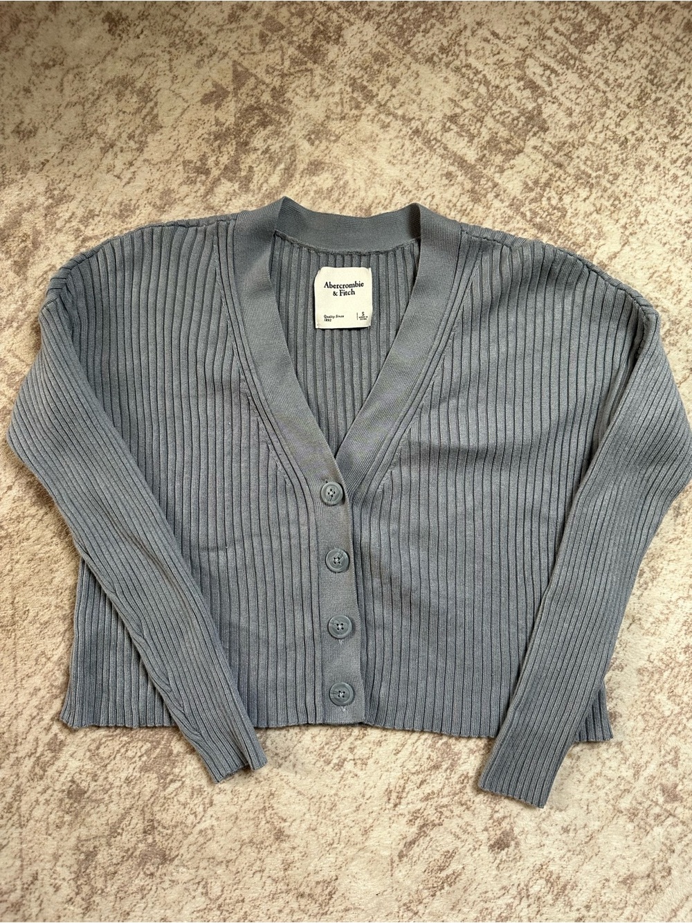 Abercrombie & Fitch Women's Ribbed V-Neck Cardigan - Gray Blue